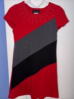 Disorderly Kids Red & Gray Colorblock Girls' Casual Dress